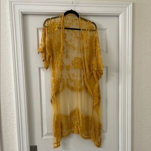 Yellow Floral Sheer Kimono